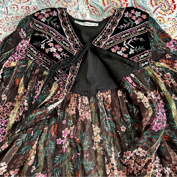 Zara boho glam velvet embroidered blouse - Picture 8 of 13